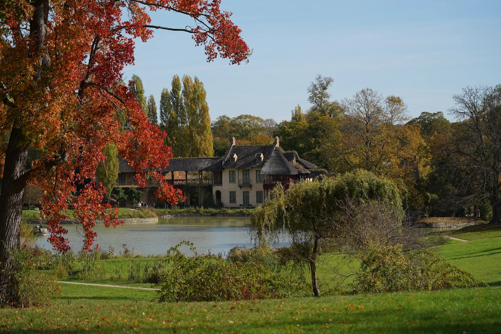 The rustic cottages and landscape of the Queen's Hamlet at Versailles